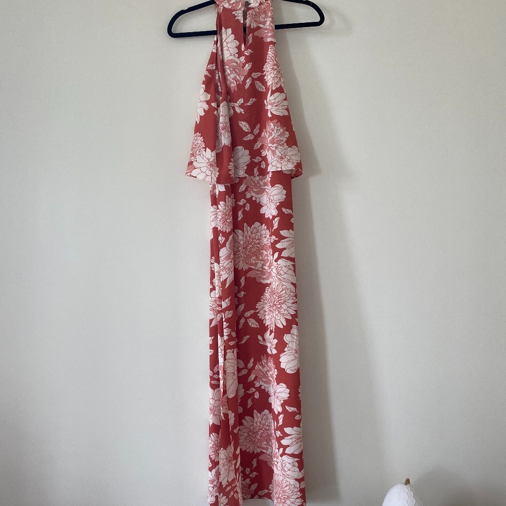 Waverly Grey Rust Floral Maxi Dress
